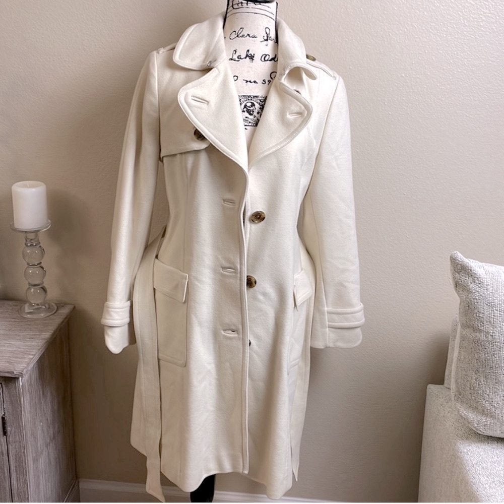 Banana Republic cream wool trench coat